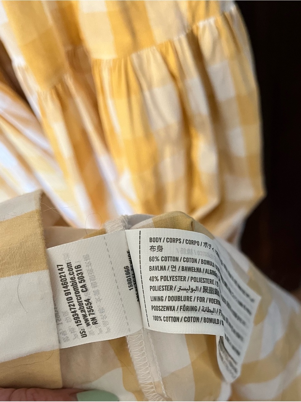 Abercrombie & Fitch Yellow and White Gingham Maxi Dress - Picture 4 of 4